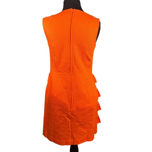 Erin Fetherston Womens Size 4 Orange Ruffled Sleeveless Cascading Back Zip - Picture 7 of 9